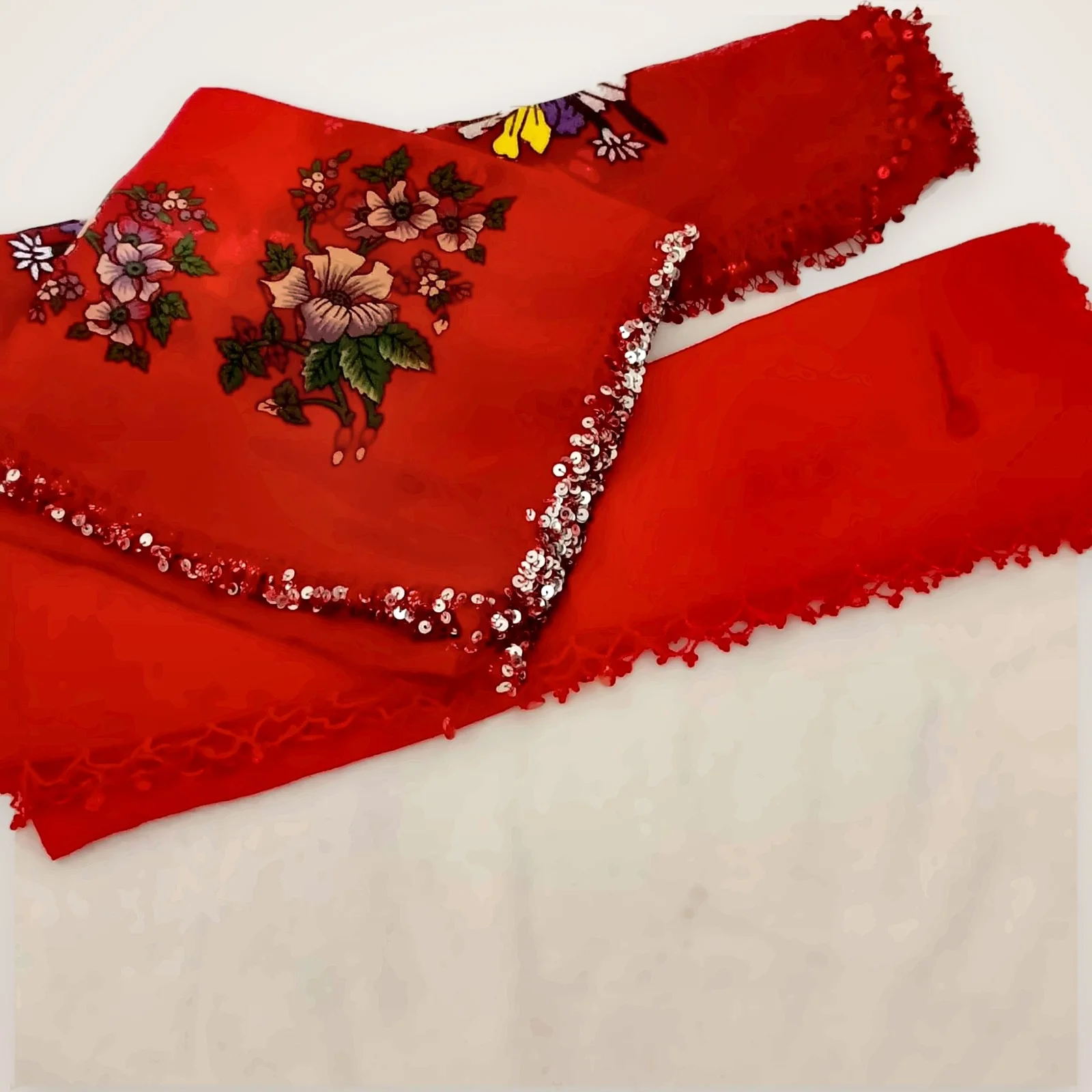 Kırmızı Pullu ve Boncuklu Oyalı Yazma Seti (2 Adet)
